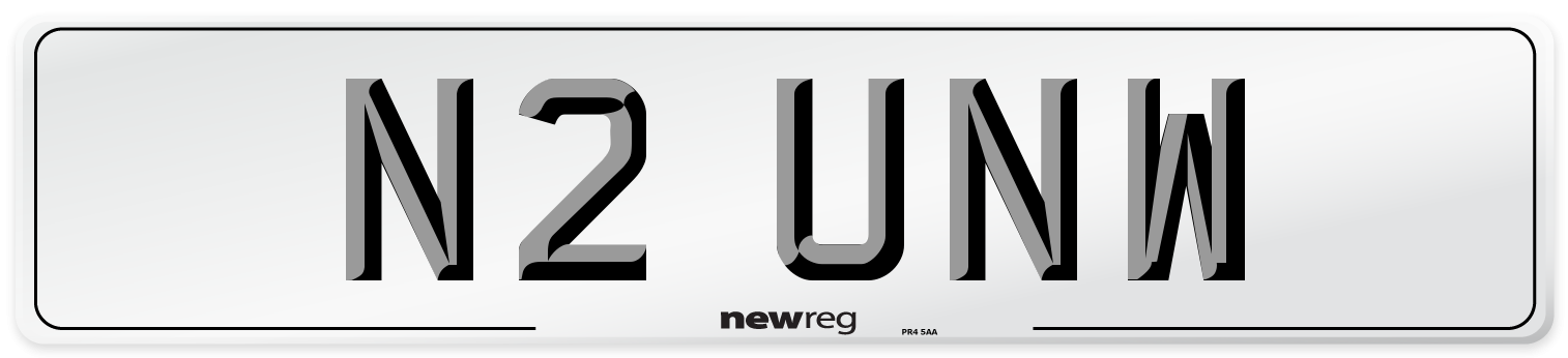 N2 UNW Number Plate from New Reg